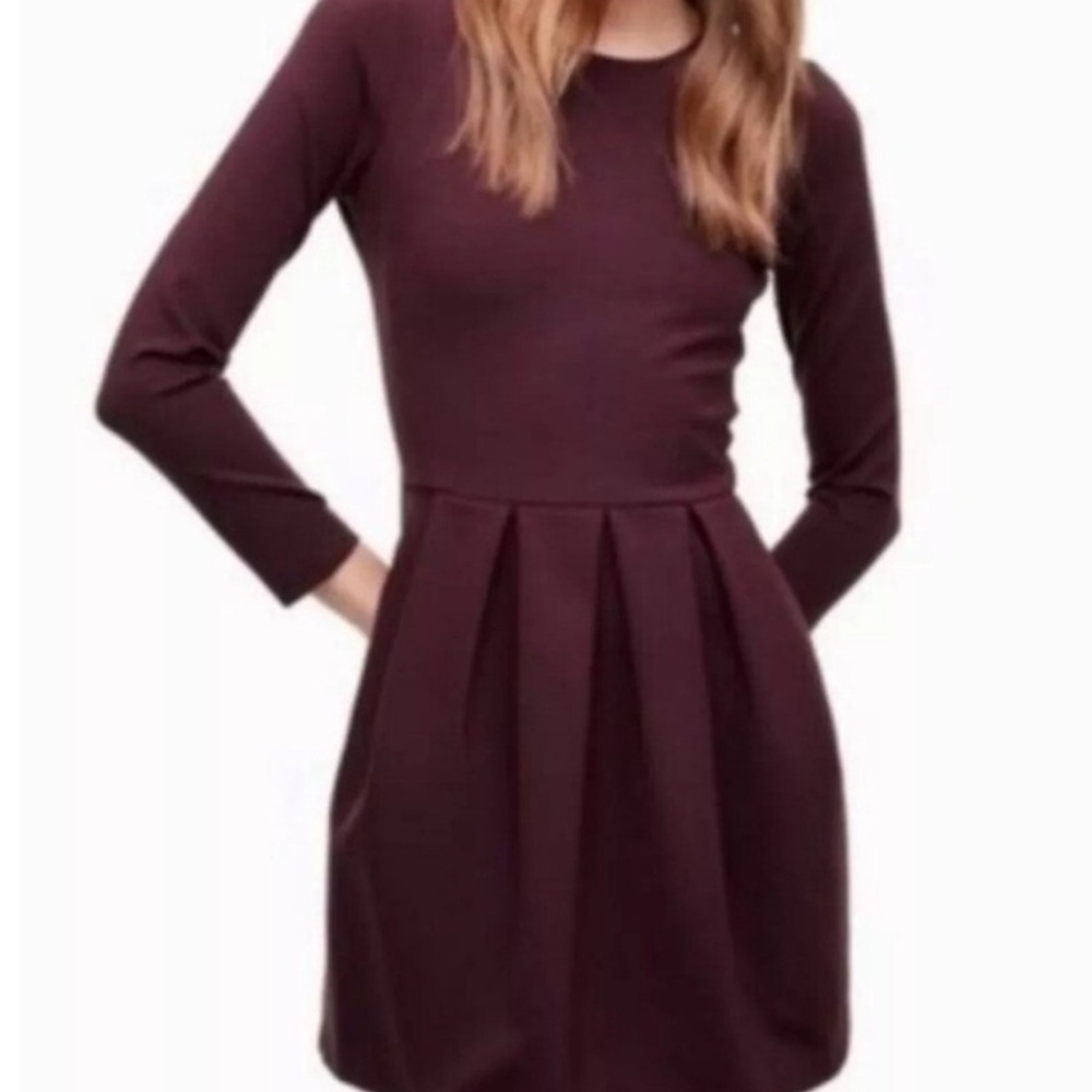 Wilfred Tartine Long Sleeve Pleated Dress; Plum